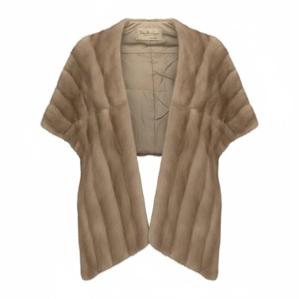 Lloyds Furs Denver Vintage Fur Stole Wrap Honey Brown Satin‎ Lined Shrug Luxury